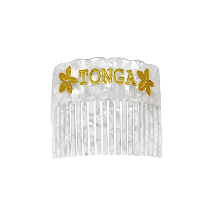 Faux Turtle Shell "Plumeria Tonga" Hair Combs - Hair Accessories