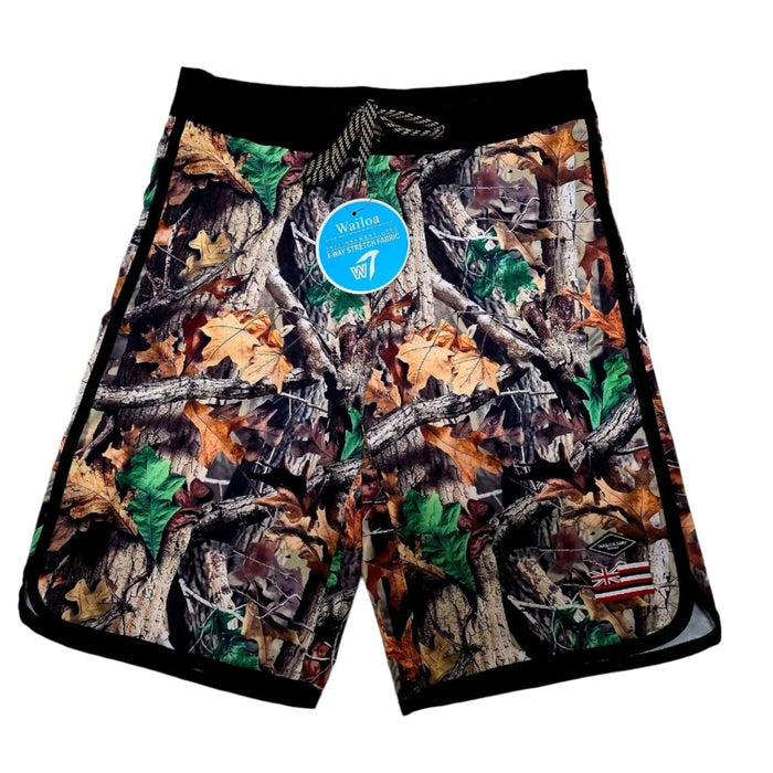 "Forest Camo/Grey Hi" Board Short Men's 4 Way Stretch - Wailoa - Board Shorts - Mens