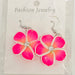 Large Fimo Plumeria and Crystal Drop Earrings DK Hawaiian Collection