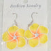 Large Fimo Plumeria and Crystal Drop Earrings DK Hawaiian Collection