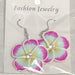 Large Fimo Plumeria and Crystal Drop Earrings DK Hawaiian Collection