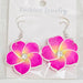 Large Fimo Plumeria and Crystal Drop Earrings DK Hawaiian Collection