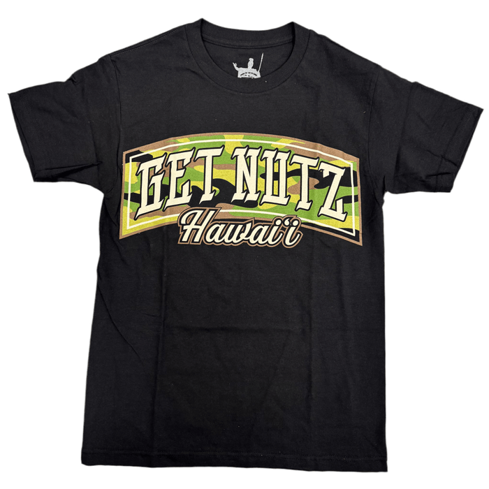 Get Nutz Hawaii Old English Camo Arch T-Shirt Get Nutz Hawaii
