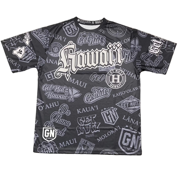 Get Nutz Hawaii, Old English Sublimated Jersey - Adult Get Nutz Hawaii