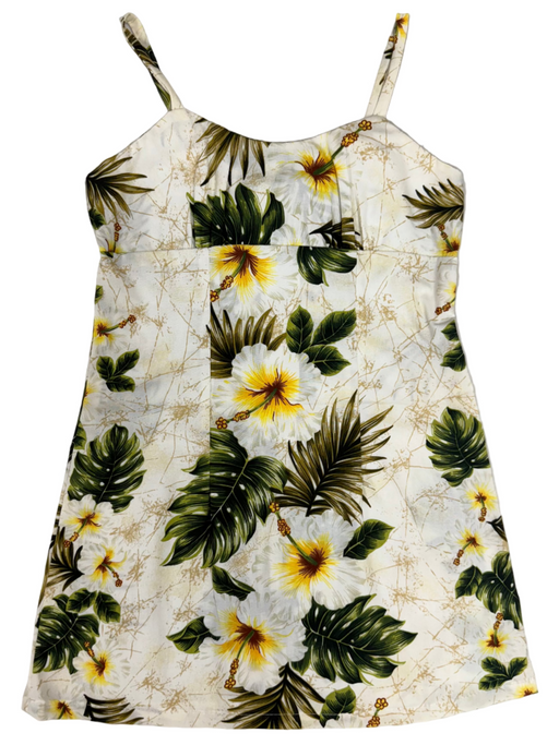 Girls White Hibicus Palms Dress Ky's International