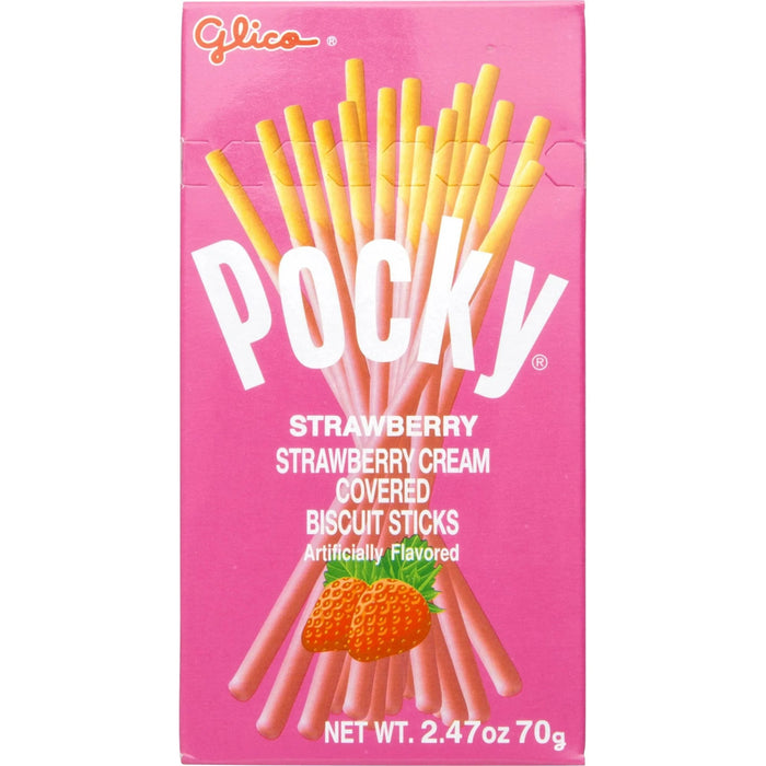 Glico Pocky Strawberry Covered Biscuit Sticks, 2.47 oz - cookies