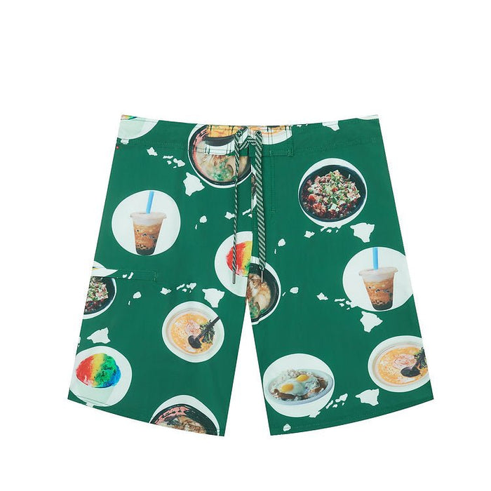 "Green/Foodie" Board Short Men's 4 Way Stretch - Wailoa - Board Shorts - Mens