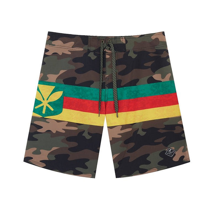 "Green/Kanaka Flag" Board Short Men's 4 Way Stretch - Wailoa - Board Shorts - Mens