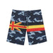 "Grey Camo/HI Flag" Board Short Men's 4 Way Stretch - Wailoa - Board Shorts - Mens