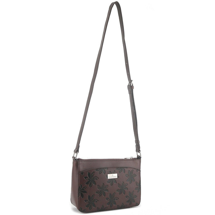 Happy Wahine Crossbody Brittney Tiare Embossed Brown Happy Wahine