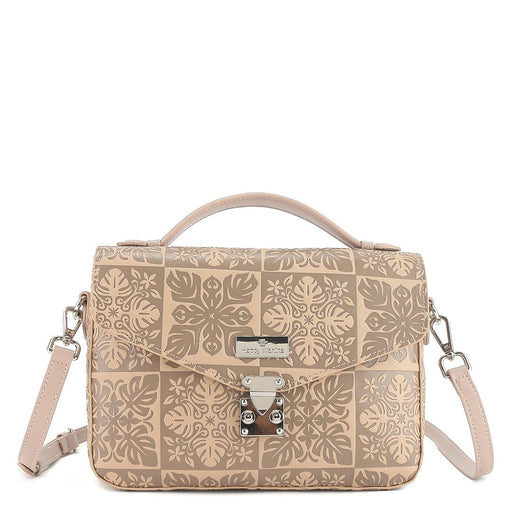 Happy Wahine Satchel, Alice, Quilt Embossed Beige Happy Wahine