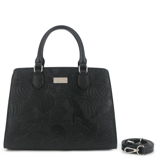 Happy Wahine Satchel Gigi, Anthurium Embossed Black Happy Wahine