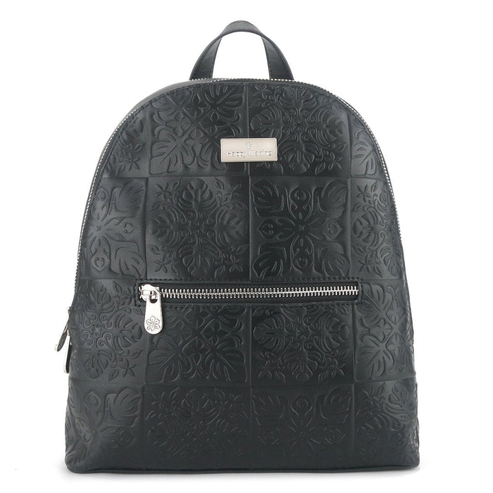Happy Wahine, Tiffany Quilt Black Embossed Backpack Happy Wahine