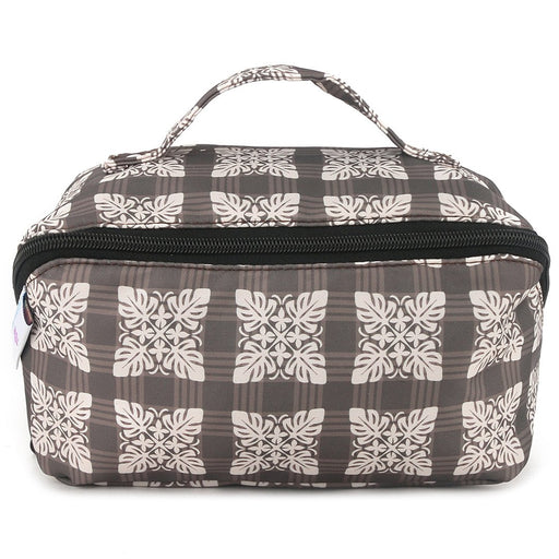 Happy Wahine Travel Cosmetic Pouch Quilt Palaka Brown Happy Wahine
