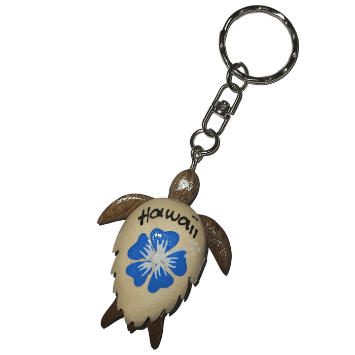 Hawaii Hibiscus Shell Wooden Honu Key Chains - Keychain - Leilanis Attic