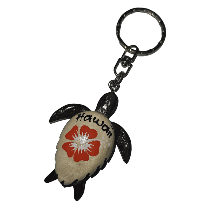Hawaii Hibiscus Shell Wooden Honu Key Chains - Keychain - Leilanis Attic