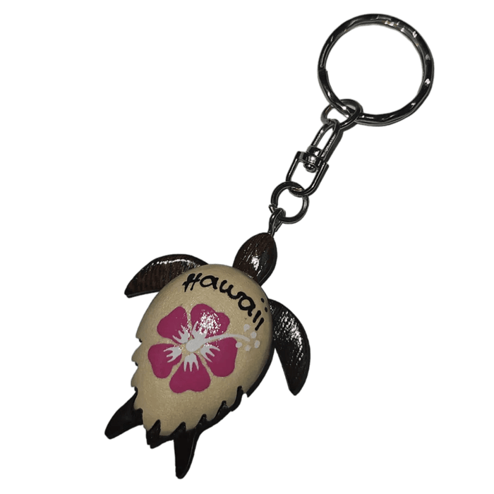Hawaii Hibiscus Shell Wooden Honu Key Chains - Keychain - Leilanis Attic