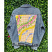 Hawaii Style Denim Jacket, Beige Palka Lei Leilanis Attic