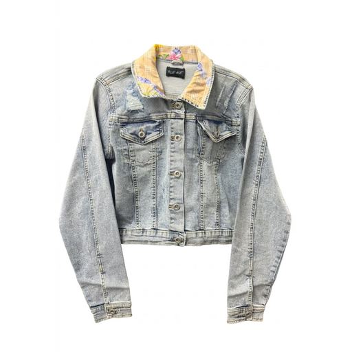 Hawaii Style Denim Jacket, Tan Lei Palaka- Crop Leilanis Attic