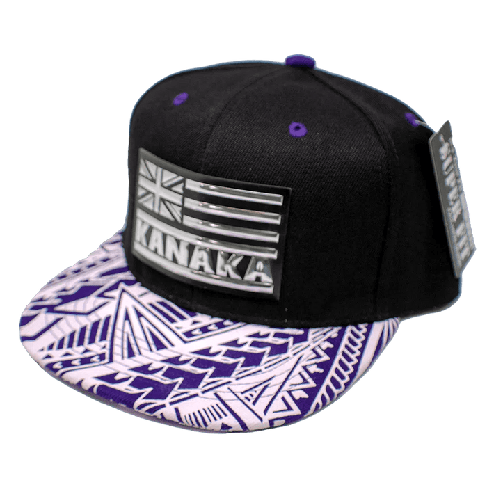 Hawaiian Flag Patch Purple Tribal Snapback - Hat - Leilanis Attic
