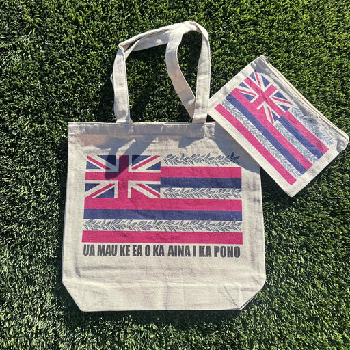 Hawaiian Flag with Maile Design, Canvas Bag Set-Bag-Leilanis Attic