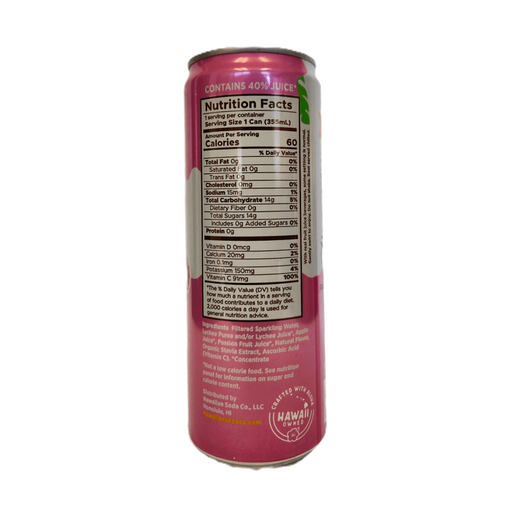 Hawaiian Soda Co. Sparkling Soda 12oz. - Lilikoi Lychee Hosoda