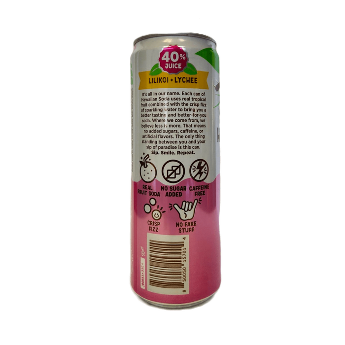 Hawaiian Soda Co. Sparkling Soda 12oz. - Lilikoi Lychee Hosoda