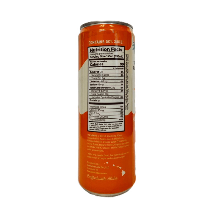 Hawaiian Soda Co. Sparkling Soda 12oz. - Mango Sunset Hosoda