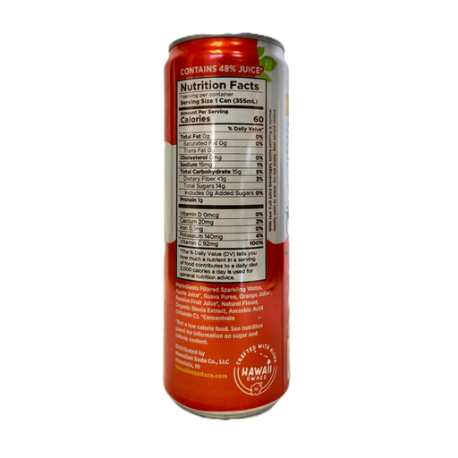 Hawaiian Soda Co. Sparkling Soda 12oz. - Passion Orange Guava Hosoda