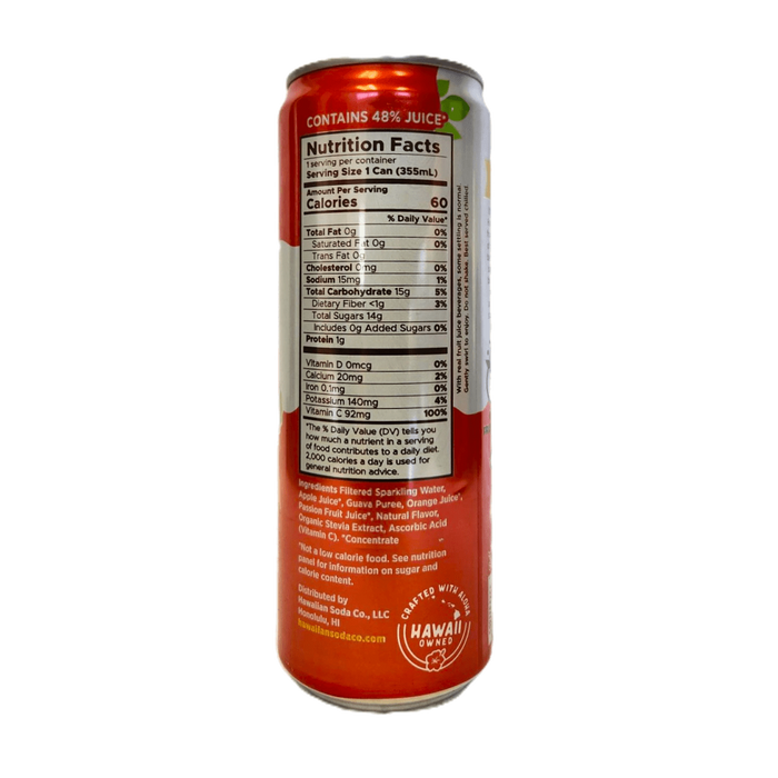 Hawaiian Soda Co. Sparkling Soda 12oz. - Passion Orange Guava Hosoda