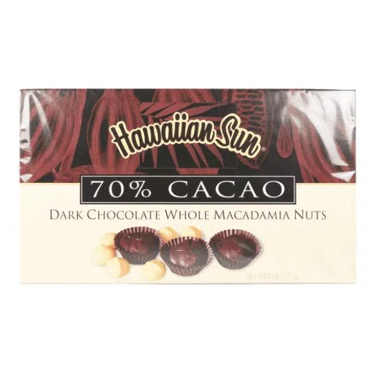 Hawaiian Sun 70% Cacao Dark Chocolate Whole Macadamia Nuts