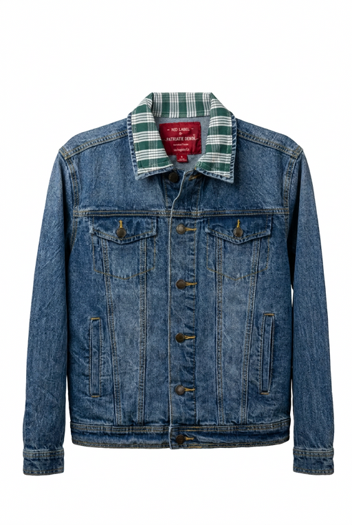 Hawaii Style Denim Jacket, Dark Green Palaka Leilanis Attic