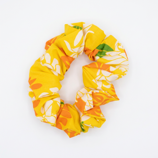 Hawaiian Print Scrunchie, Yellow Leilanis Attic