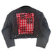 Hawaii Style Black Denim Jacket, Red/Black Palaka Quilt - Crop Leilanis Attic