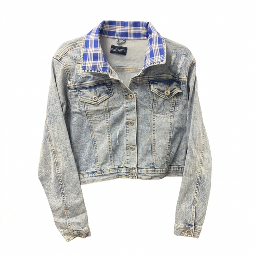 Hawaii Style Denim Jacket, Blue Palaka - Crop Leilanis Attic
