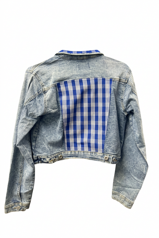 Hawaii Style Denim Jacket, Blue Palaka - Crop Leilanis Attic