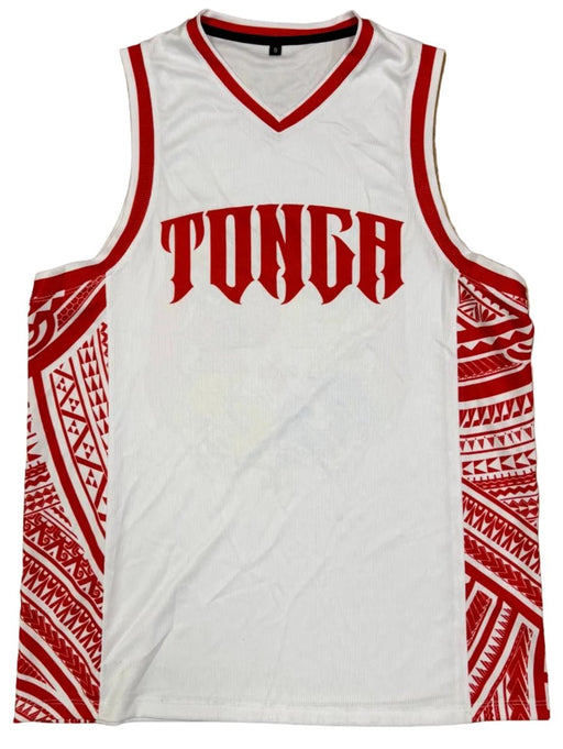 Tonga Sublimation Tank - White/Red Leilanis Attic