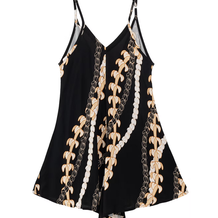 Ladys Junior Black Puakenkeni/Pikake Romper Paradise Isle Creations