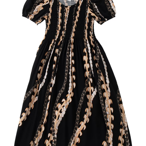 Ladies Rayon Cap Sleeve Dress, Puakenkeni/Pikake Paradise Isle Creations