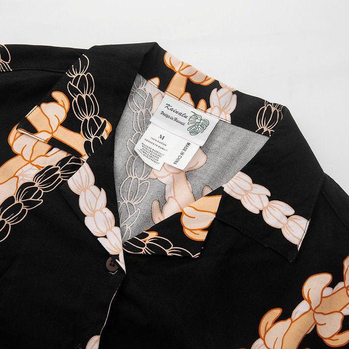 Lady's Aloha Shirt, BLACK PUAKENIKENI/PIKAKE Paradise Isle Creations