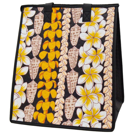 Large Insulated Cooler Bag, Pearly Shells Black Tropical Paper Garden LLC