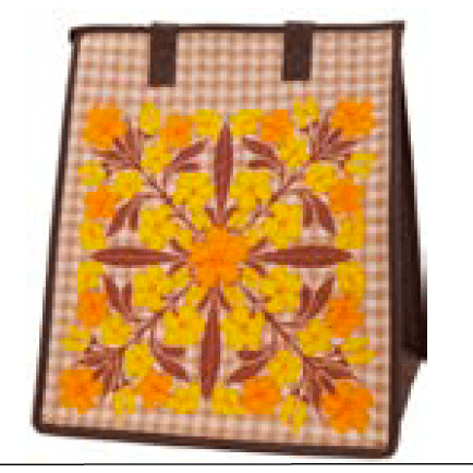 Large Insulated Cooler Bag, Quilted Keni Beige Tropical Paper Garden LLC