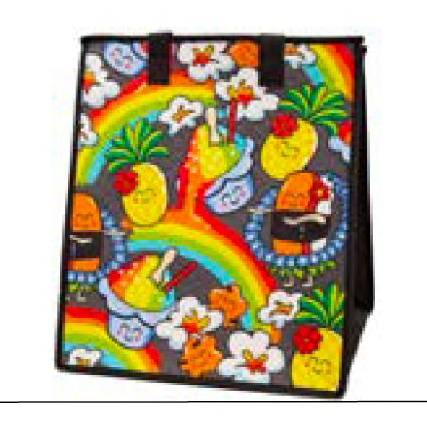 Large Insulated Cooler Bag, Taste the Rainbow Grey Tropical Paper Garden LLC