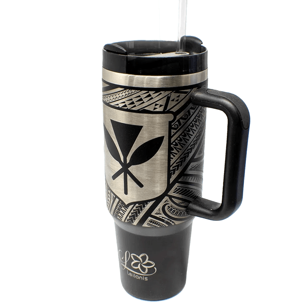 Laser Engraved 40oz Stanley Dupe - Kanaka Maoli Tribal exclusive