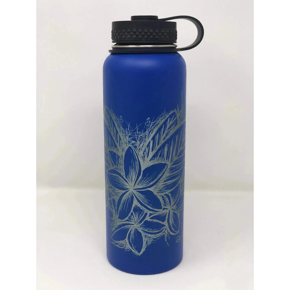 Laser Engraved Aloha Plumeria Flask