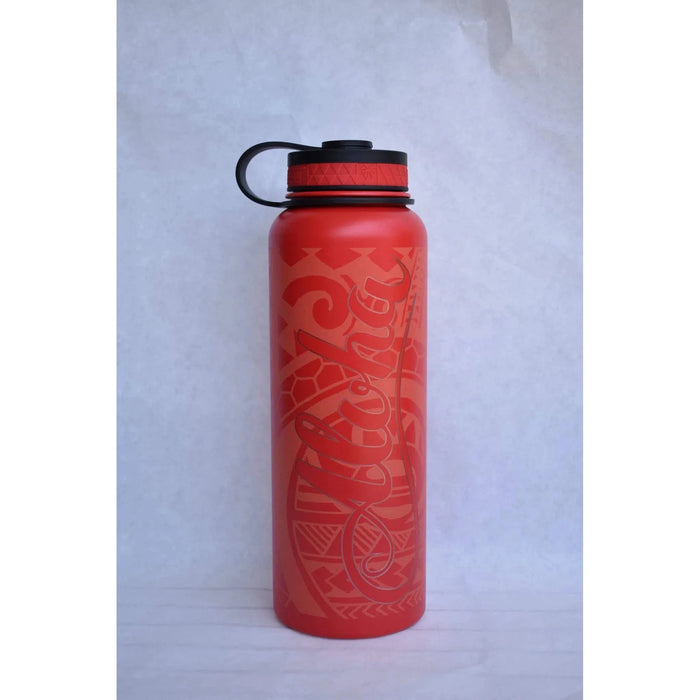 Aloha Scrypt Laser Engraved Aloha Script Tribal Background Flask exclusive at ...