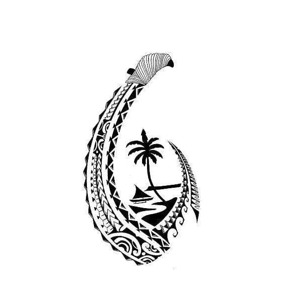 chamorro fish hook 14K Yellow Gold Guam Seal Pendant 45MM Pendant With 24" Italian Baht Chain The hook also has Guam inscribed on it and features a pair of ancient Chamorro latte stones. Laser Engraved Guam Hook Flask