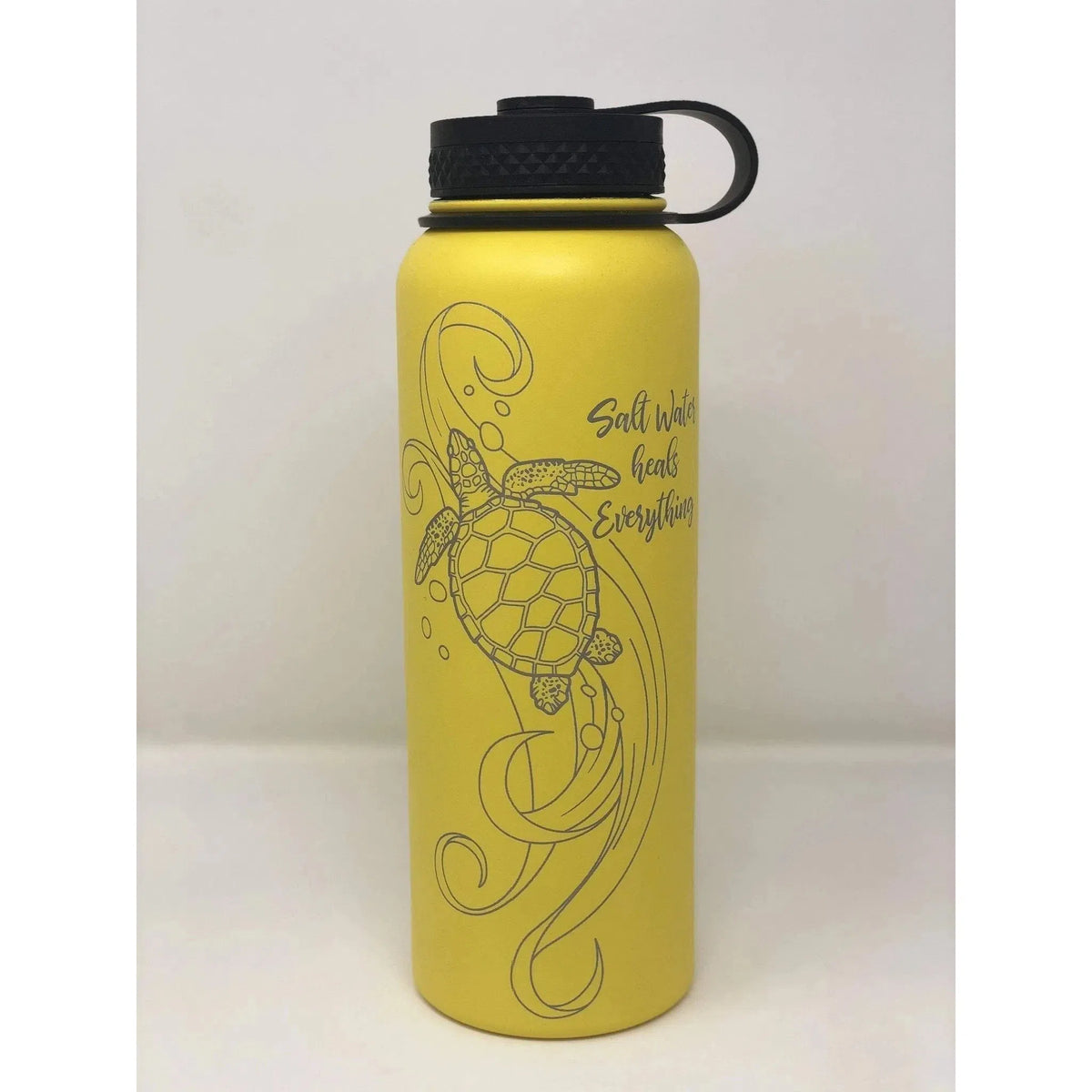 2 0 oz hydro flask hawaiian flower Laser Engraved Salt Water Heals Everything Flask exclusive at Leilanis —  Leilanis Attic