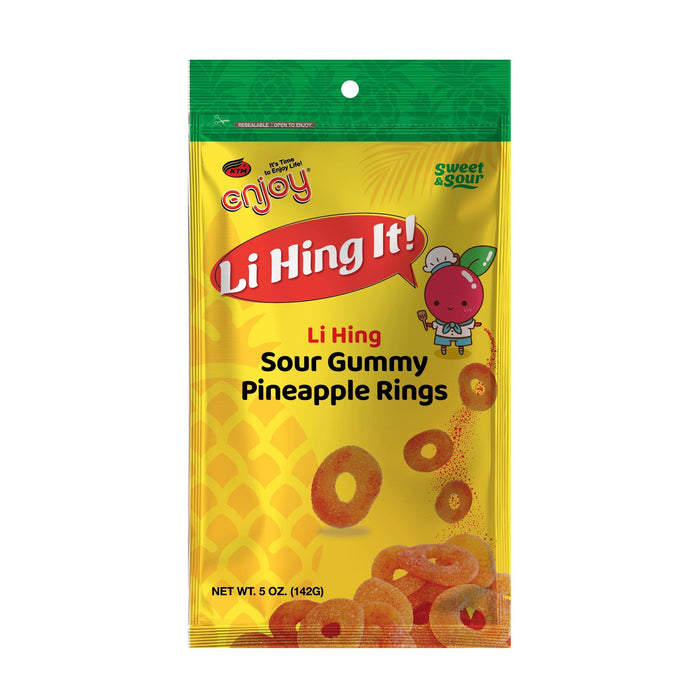 Li Hing It! Sour Gummy Pineapple Rings 5oz Enjoy