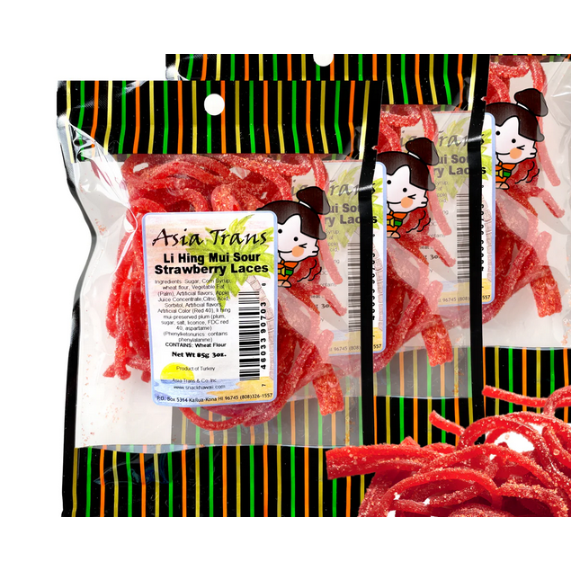Li Hing Mui Sour Strawberry Laces Leilanis Attic